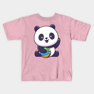 Cute Panda Playing Ball Cartoon Kids T-Shirt